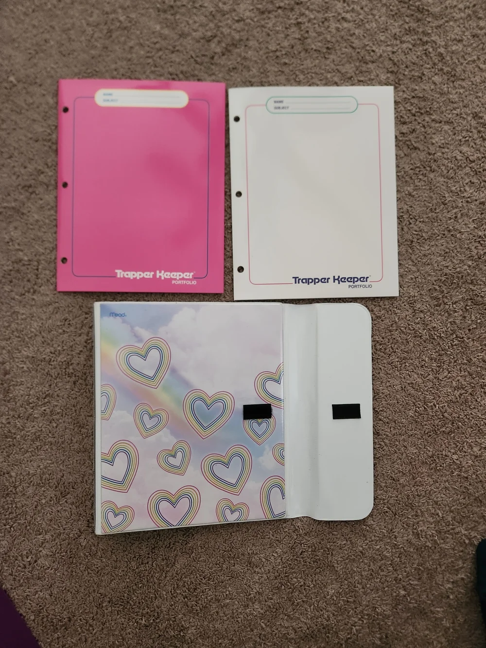 Trapper Keeper Binder in Pastel Rainbow Hearts